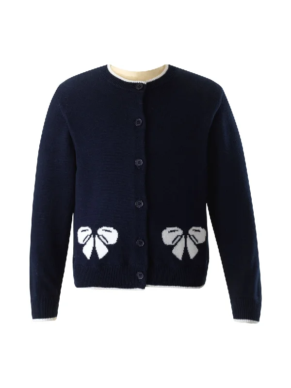 Bow Intarsia Cardigan