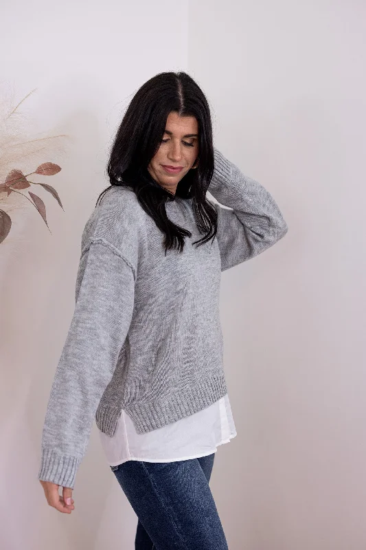 Lovely Layered Grey Sweater Top