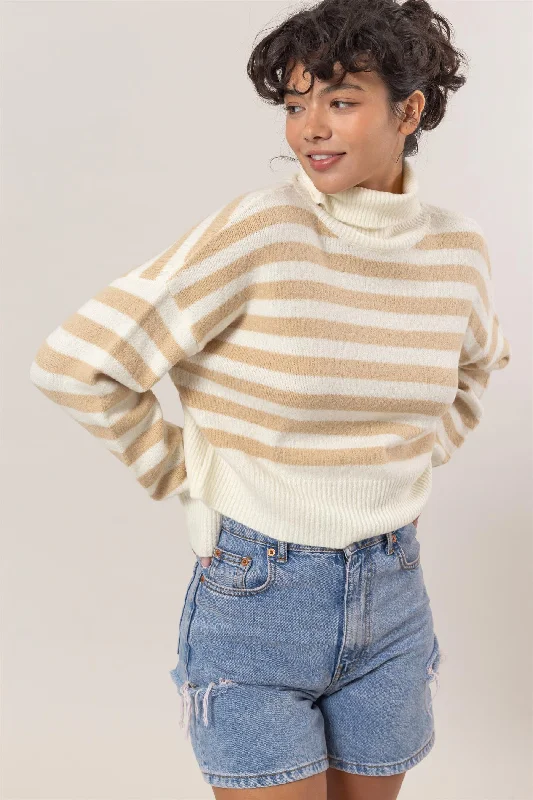 Winter Style Cream Striped Sweater