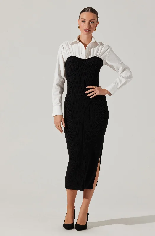 Allyn Contrast Midi Sweater Dress