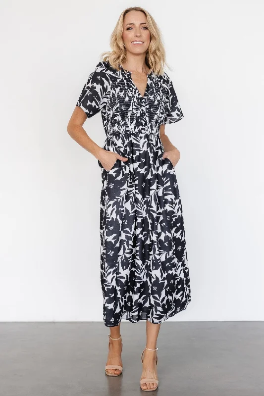 Annise Midi Dress | Black Floral