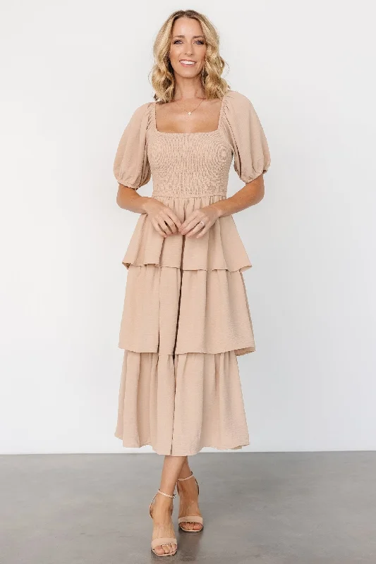 Ashbourne Tiered Dress | Taupe