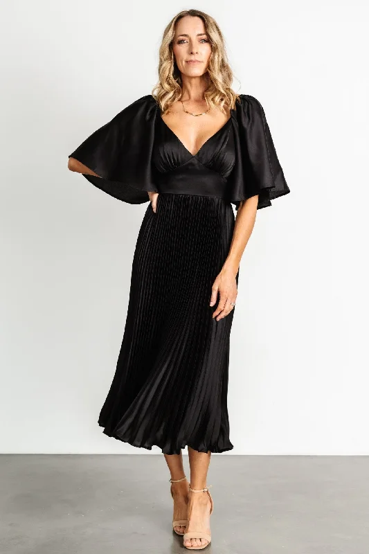 Aubree Pleated Dress | Black