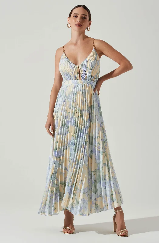 Loralee Pleated Floral Midi Dress