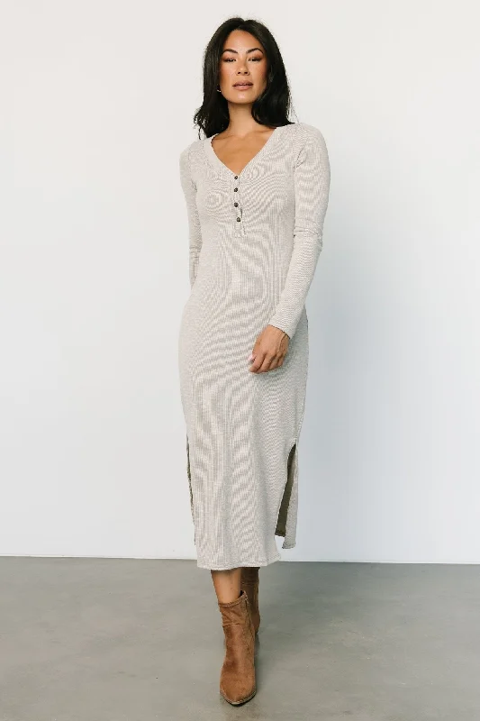 Denver Ribbed Midi Dress | Light Gray