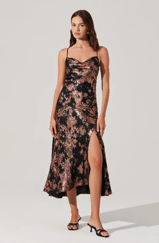 Gaia Metallic Midi Dress