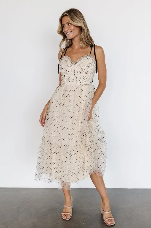 Izzy Tulle Midi Dress | Cream + Black