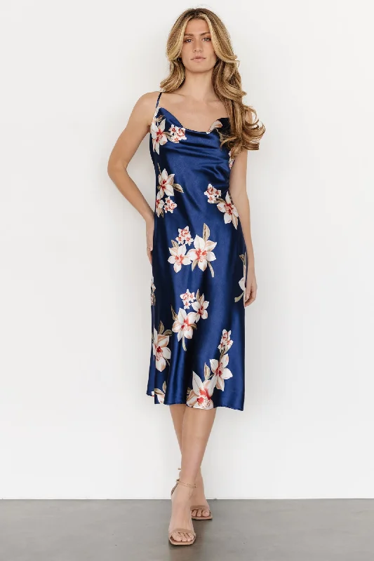 Katarina Slip Midi Dress | Vintage Blue Floral