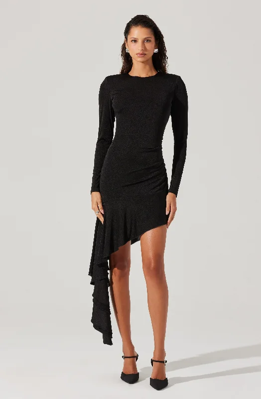 Asymmetric Ruffle Hem Dress