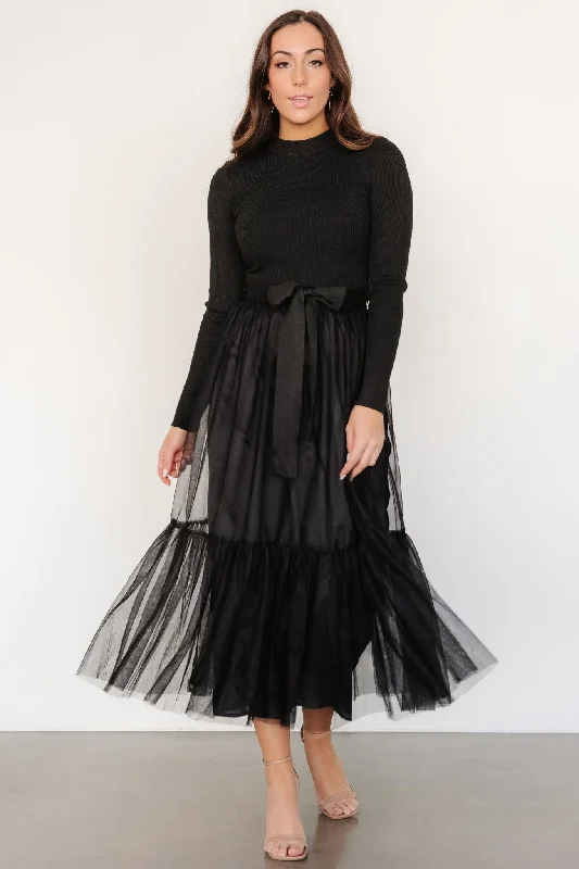 Luella Sweater Top Dress | Black