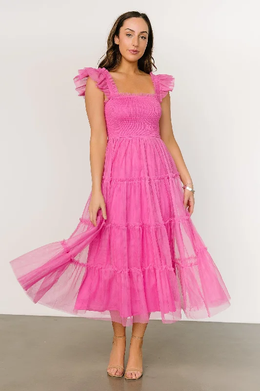 Mindi Tulle Midi Dress | Pink