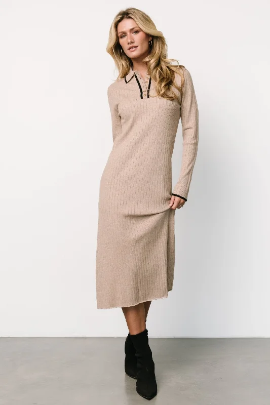 Shantel Polo Dress | Taupe + Black