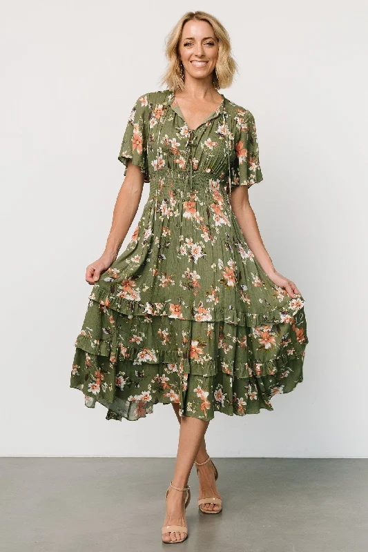 Spell Boho Midi Dress | Olive Floral