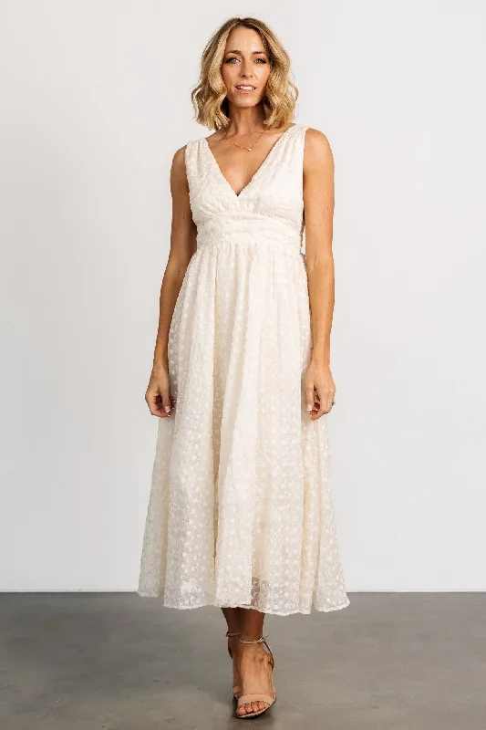 Thalia Embroidered Tank Midi Dress | Vintage Cream