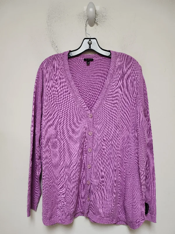 Cardigan By Talbots In Purple, Size: Xlp