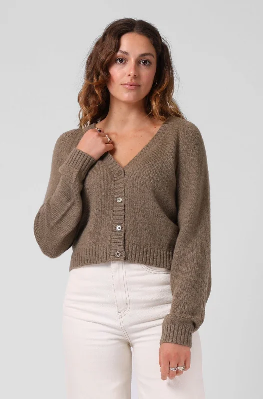 RPM Cropped Cardigan Olive Marle