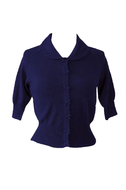 Suzy Cropped Navy Cardigan