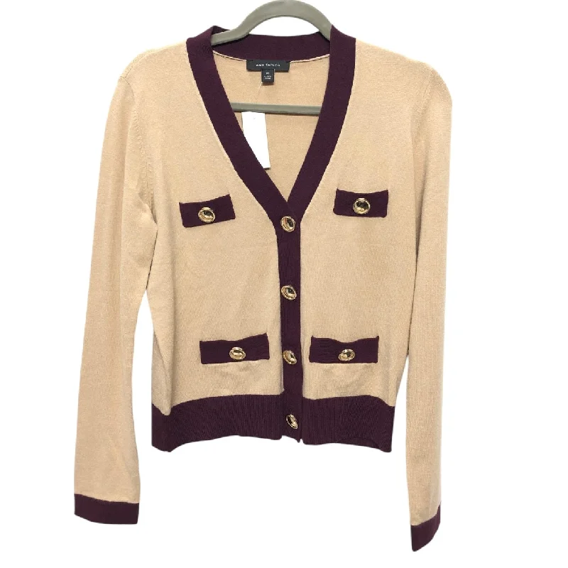 Sweater Cardigan By Ann Taylor In Beige, Size: Xs