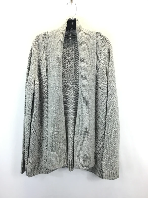 Sweater Cardigan By Ann Taylor In Grey, Size: 2x