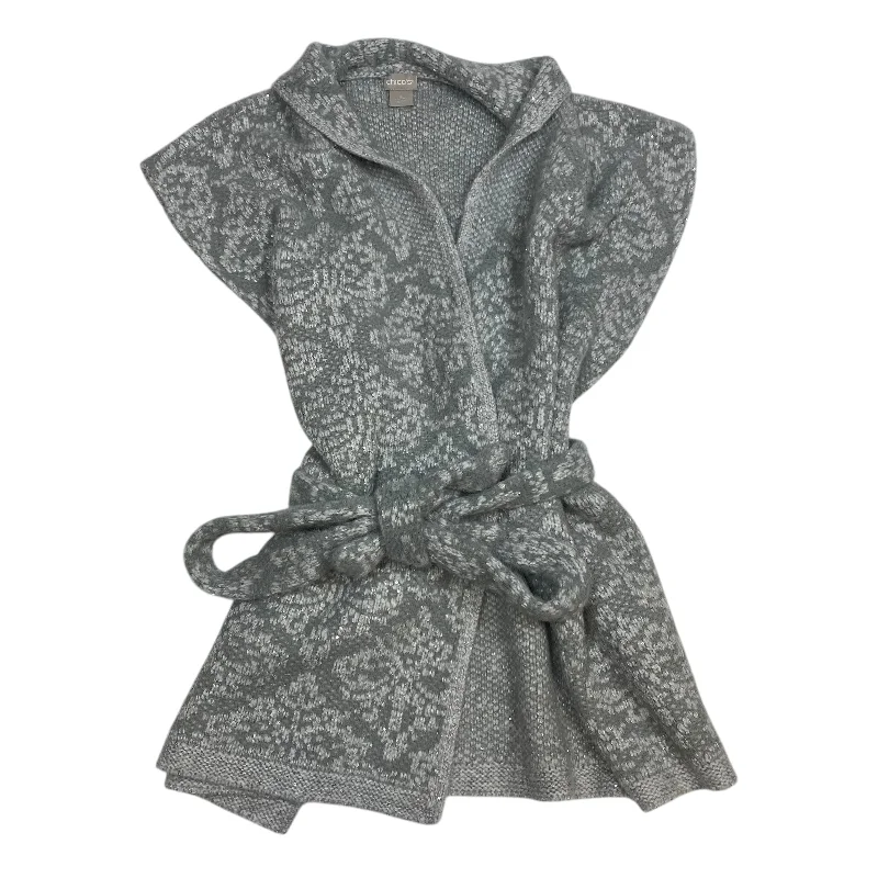 Sweater Cardigan By Chicos In Grey, Size: L