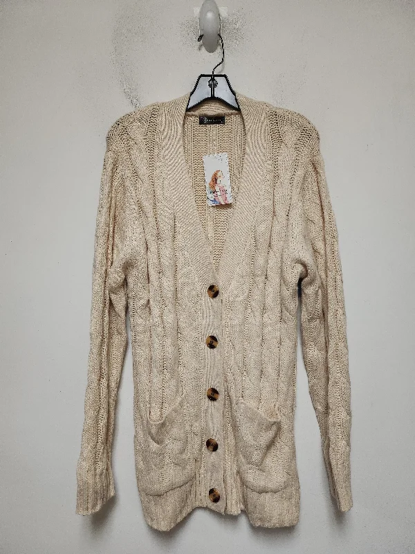 Sweater Cardigan By Clothes Mentor In Cream, Size: L