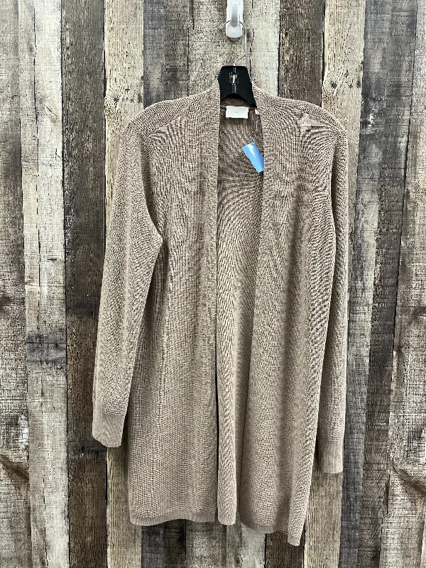 Sweater Cardigan By Cyrus Knits In Taupe, Size: M