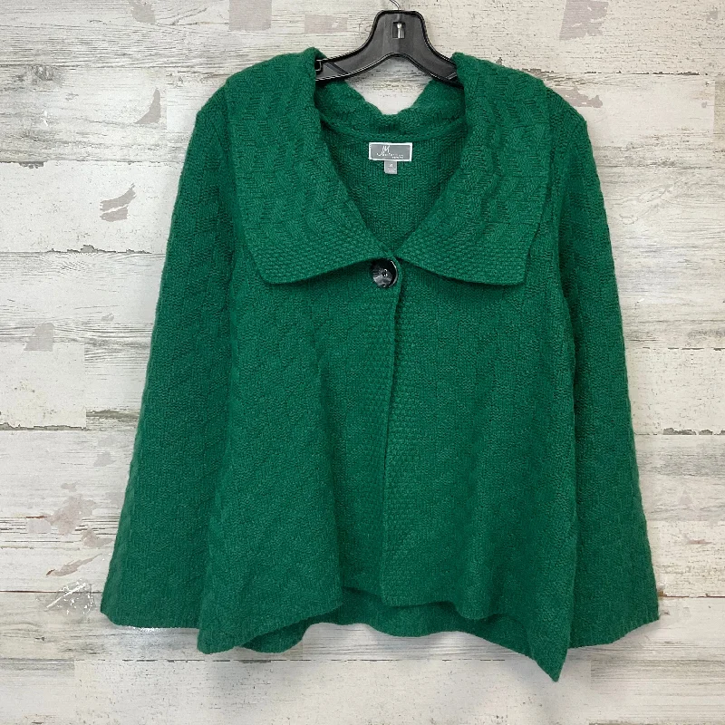 Sweater Cardigan By Jm Collections In Green, Size: Xl