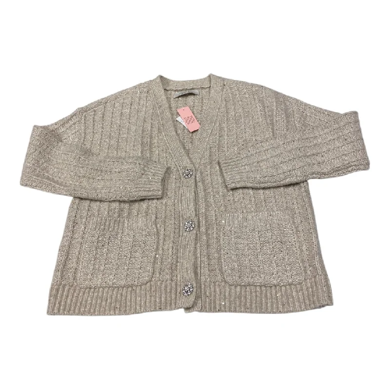 Sweater Cardigan By Loft In Tan, Size: S