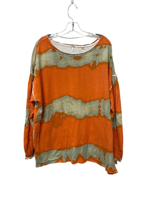 Sweatshirt Crewneck By Free People In Green & Orange, Size: M