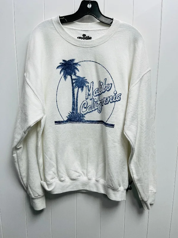 Sweatshirt Crewneck By GOODIE TWO SLEEVES In Blue & White, Size: L