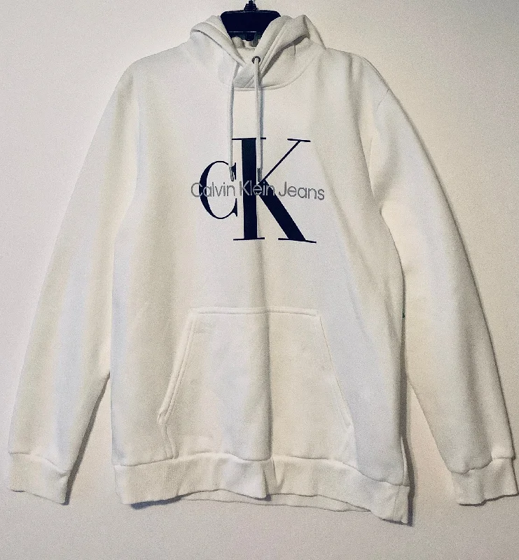 Sweatshirt Hoodie By Calvin Klein In White, Size: L