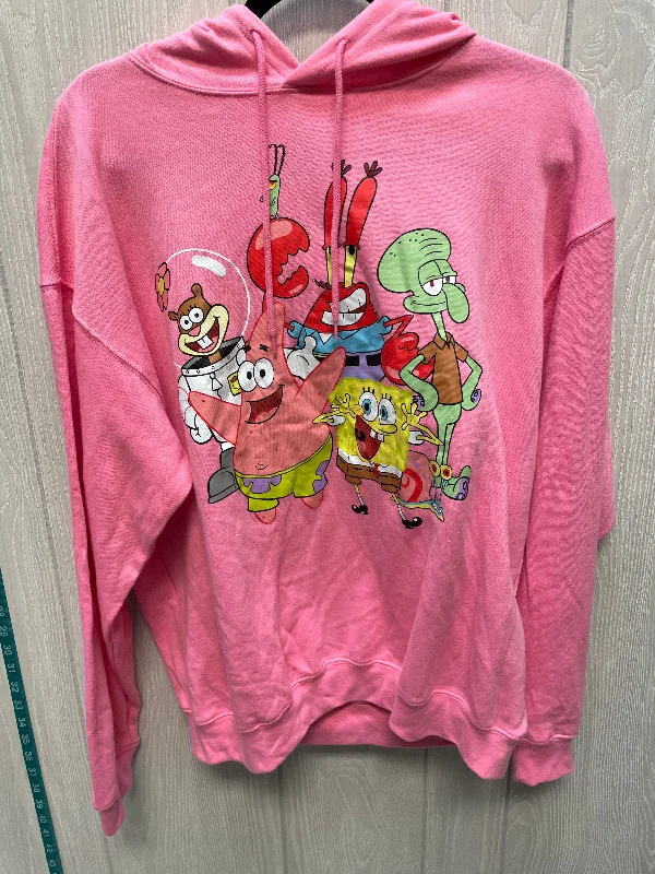 Sweatshirt Hoodie By Clothes Mentor In Pink, Size: L