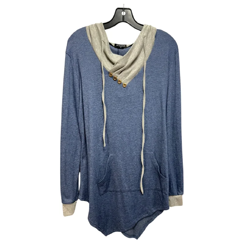 Sweatshirt Hoodie By Miagooo In Blue & Grey, Size: XL