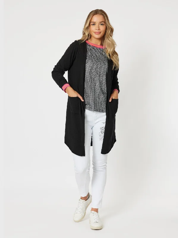 Threadz Ella Long Line Cardi Black