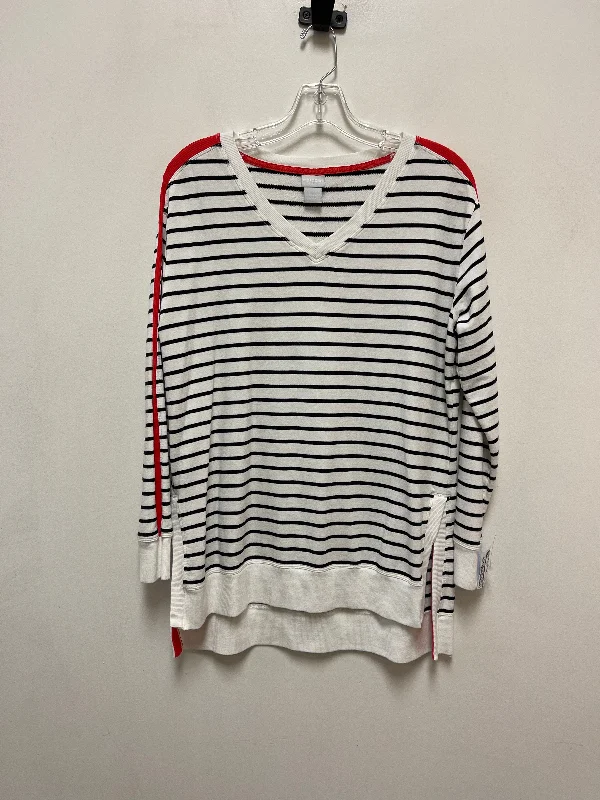 Top Long Sleeve By Chicos In Black & White, Size: M