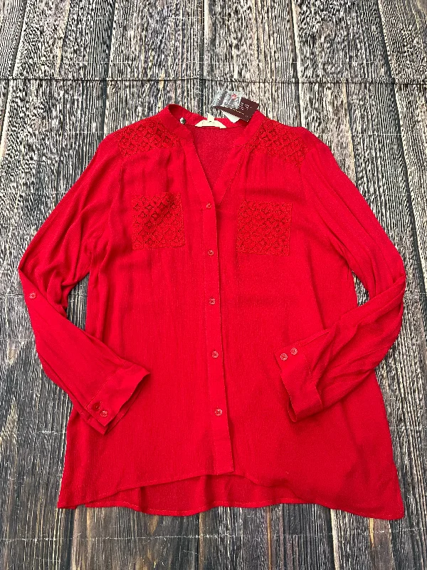 Top Long Sleeve By Clothes Mentor In Red, Size: M