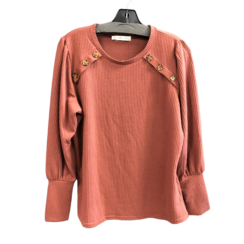 Top Long Sleeve By Cmc In Brown, Size: L