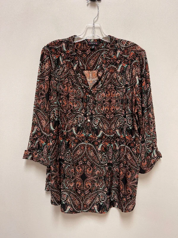 Top Long Sleeve By Cocomo In Black & Orange, Size: 2x