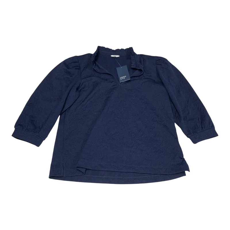 Top Long Sleeve By Crown And Ivy In Navy, Size: M