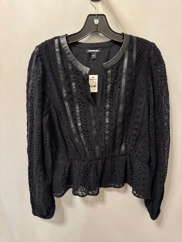 Top Long Sleeve By Express In Black, Size: L