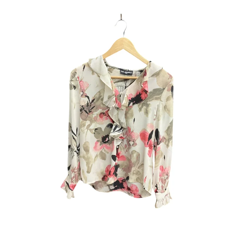 Top Long Sleeve By Karl Lagerfeld In Floral Print, Size: Xs