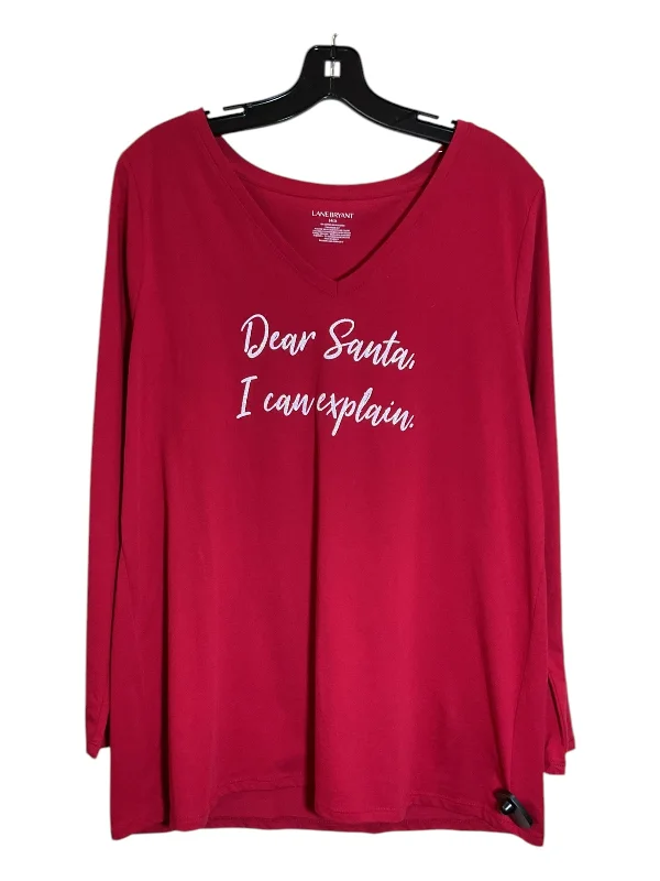 Top Long Sleeve By Lane Bryant In Christmas, Size: Xl