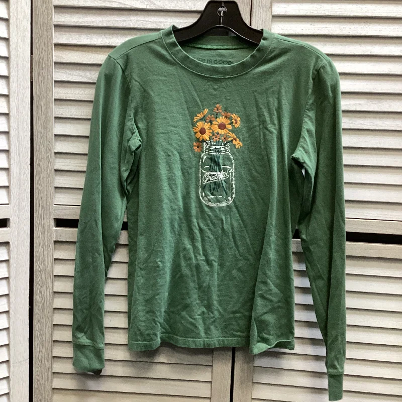 Top Long Sleeve By Life Is Good In Green, Size: Xs