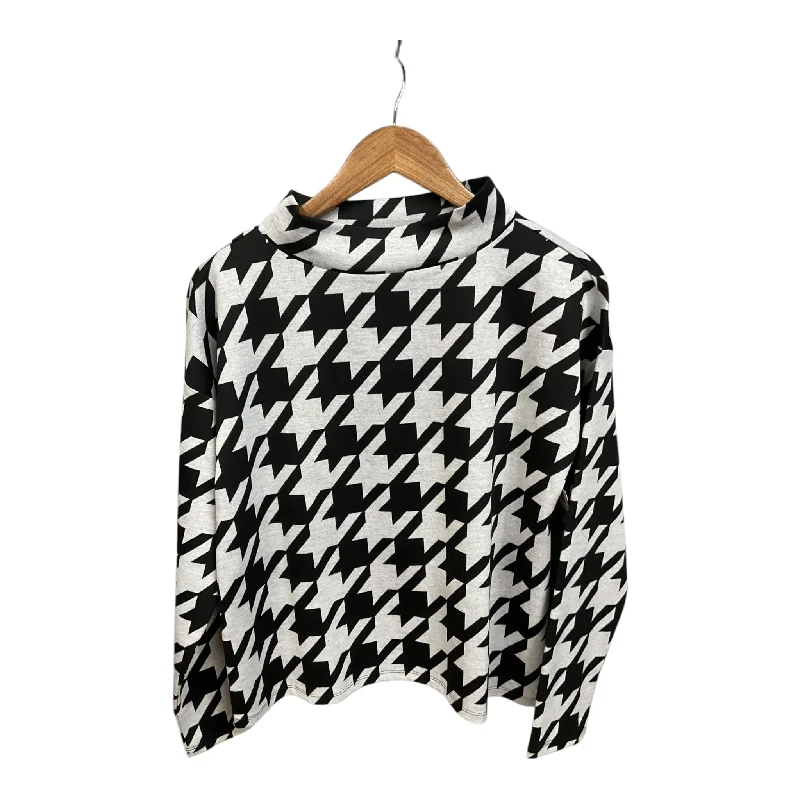 Top Long Sleeve By Loft In Black & Grey, Size: M