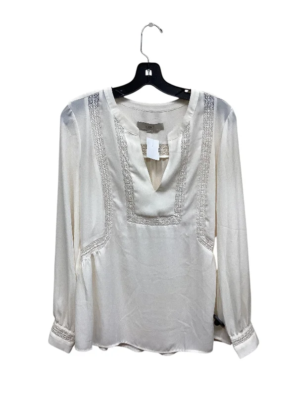 Top Long Sleeve By Loft In White, Size: M