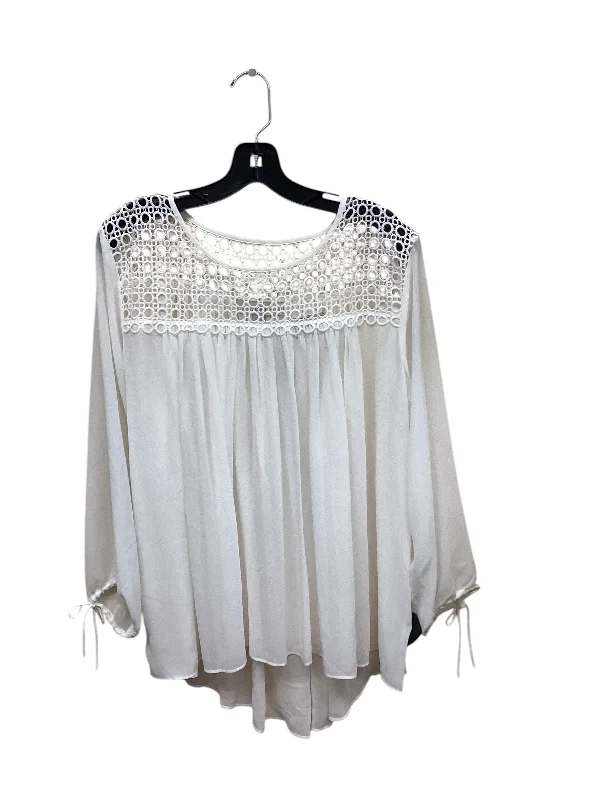 Top Long Sleeve By Loft In White, Size: M