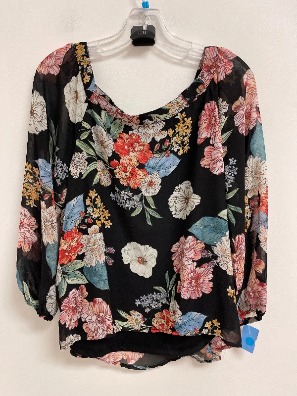 Top Long Sleeve By Papermoon In Floral Print, Size: L