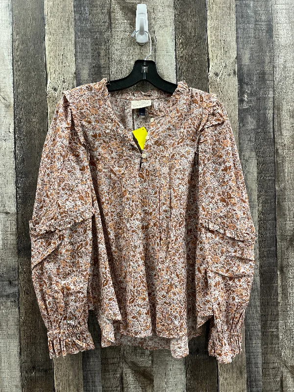 Top Long Sleeve By Universal Thread In Floral Print, Size: S