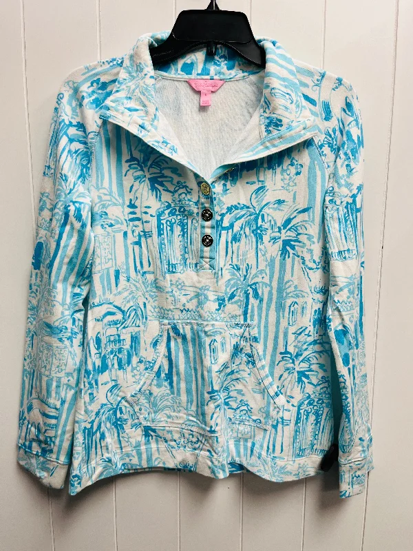 Top Long Sleeve Designer By Lilly Pulitzer In Blue & White, Size: S