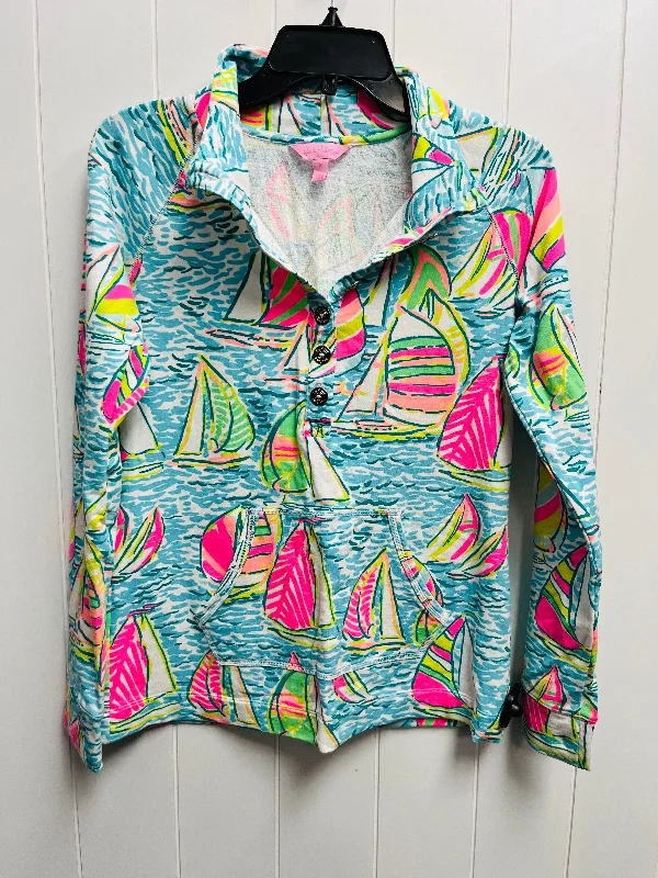 Top Long Sleeve Designer By Lilly Pulitzer In Green & Purple, Size: S